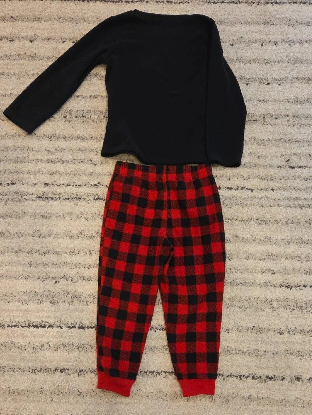 Carter's Black Top with Moose Applique and Red Buffalo Plaid Pajama Pants